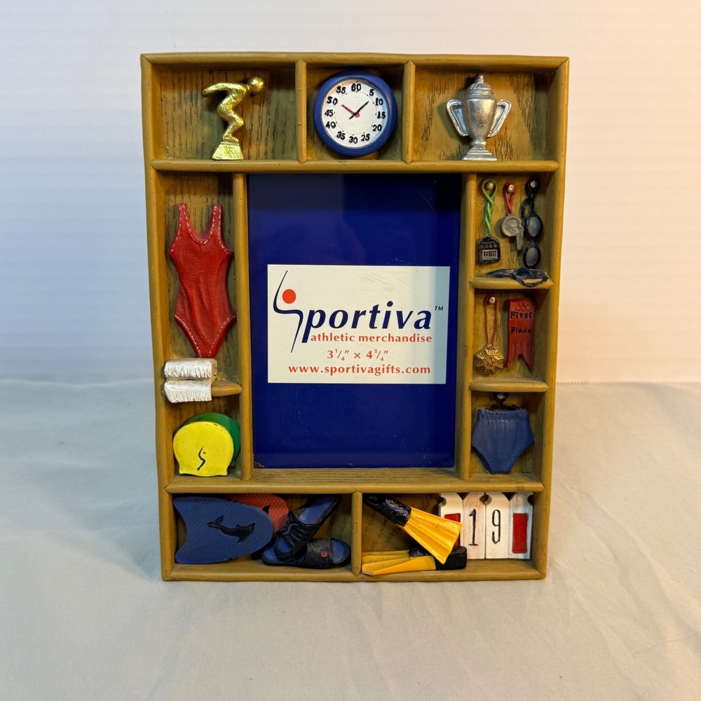 Sportiva Swimming Shadow Box Picture Frame 3D Swim Gear 3.25x4.75 Photo
